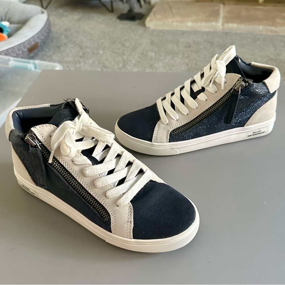 Blondo Navy Sparkle and White High Top Waterproof Sneakers